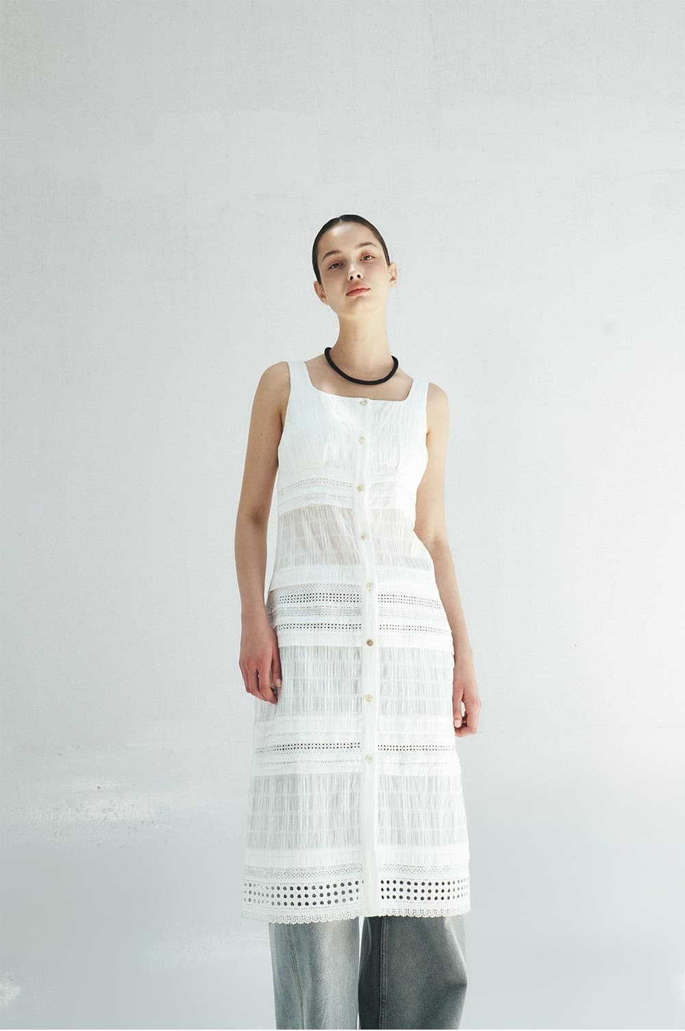 TFR LACE SLEEVELESS DRESS_IVORY — vue 8