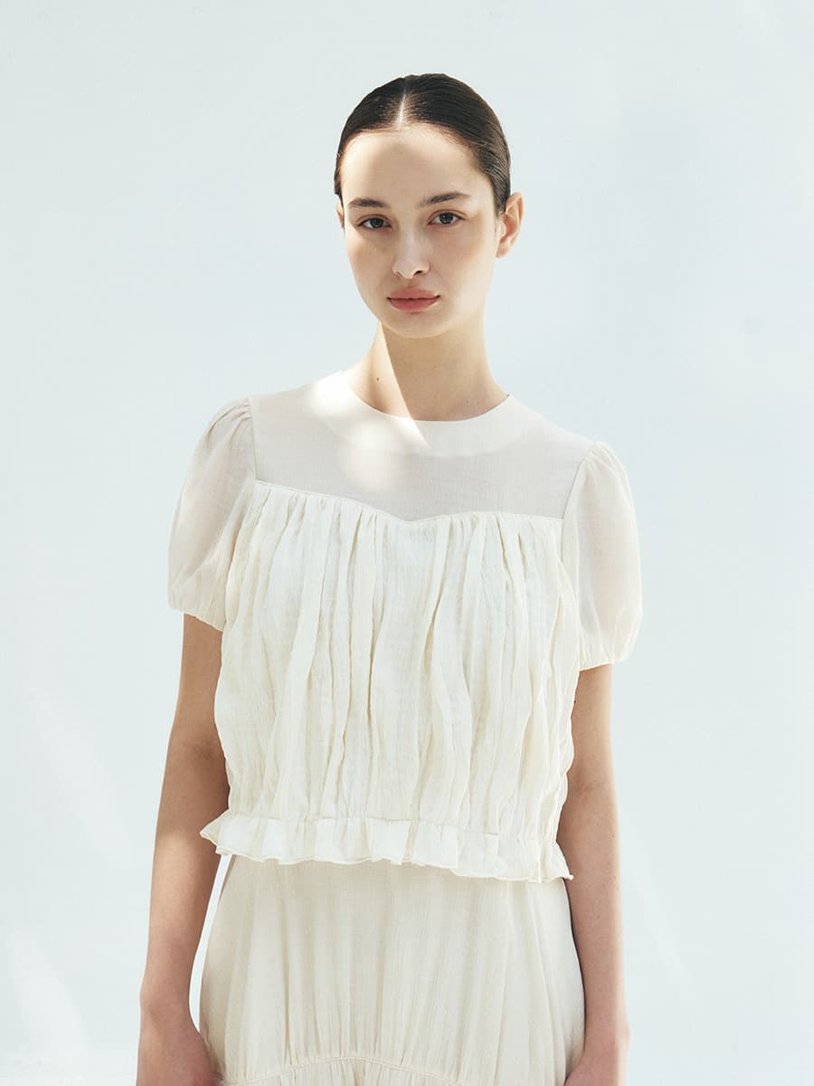 TFR SHIRRED FLARE DRESS_IVORY — vue 3