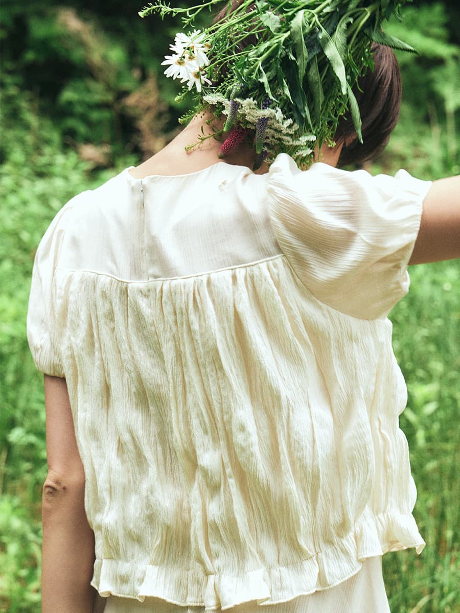 TFR SHIRRED FLARE DRESS_IVORY — vue 4