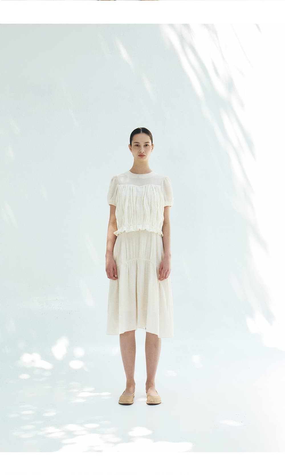TFR SHIRRED FLARE DRESS_IVORY — vue 7