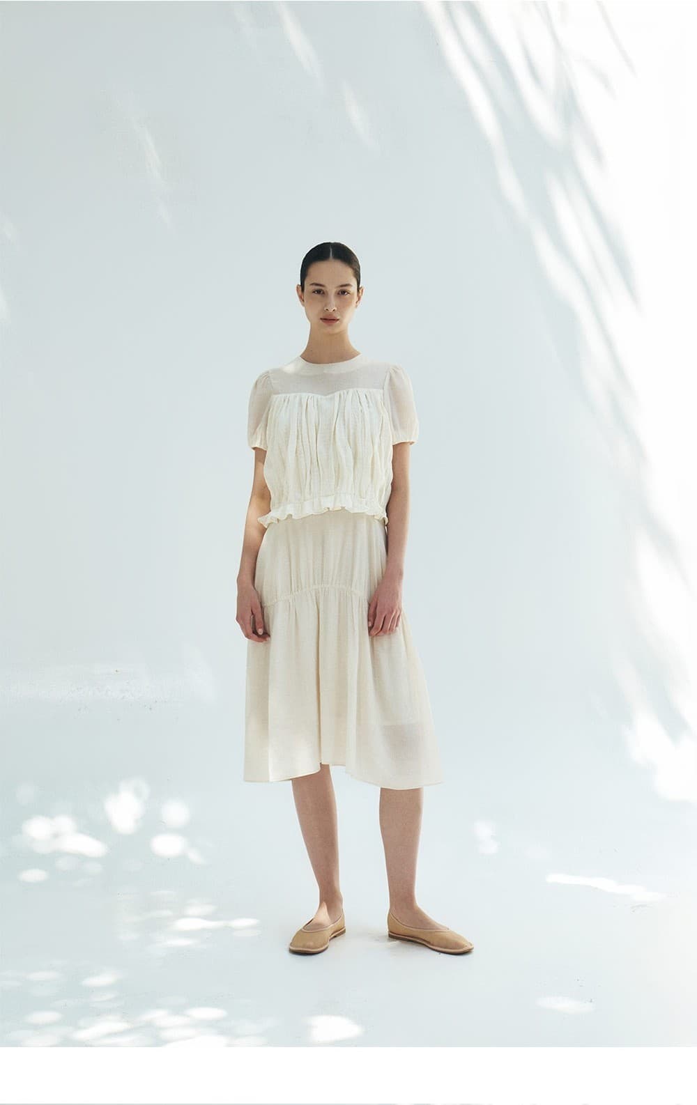 TFR SHIRRED FLARE DRESS_IVORY — vue 8
