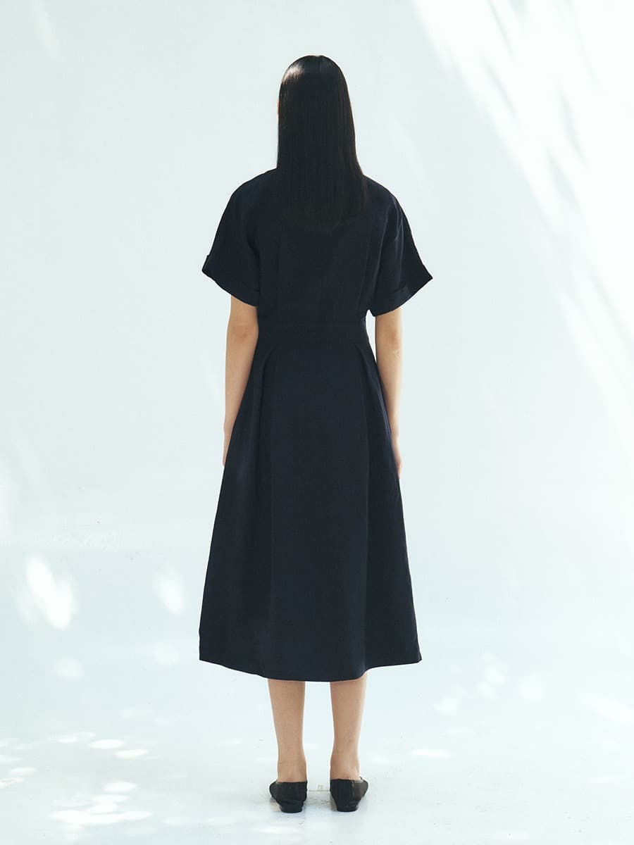 TFR LINEN COLLAR BUTTON DRESS_D-NAVY — vue 3