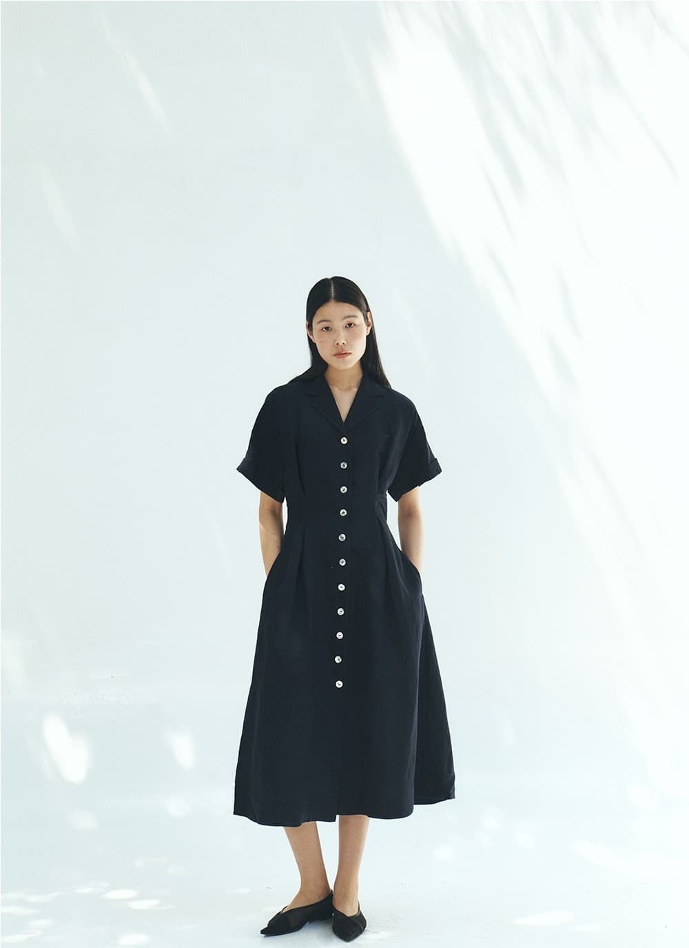 TFR LINEN COLLAR BUTTON DRESS_D-NAVY — vue 6