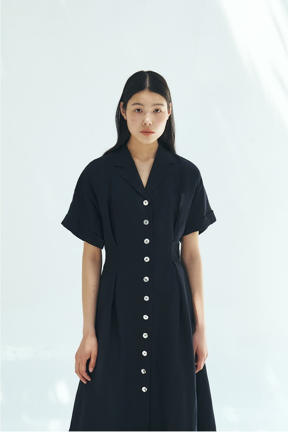 TFR LINEN COLLAR BUTTON DRESS_D-NAVY — vue 11