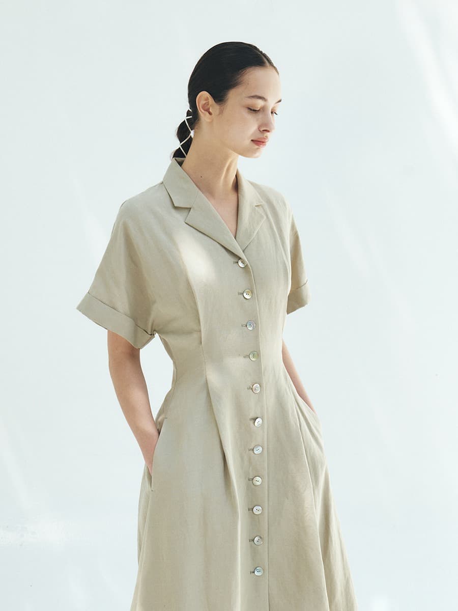 TFR LINEN COLLAR BUTTON DRESS_MINT — vue 2