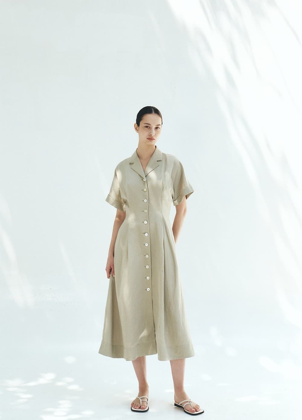 TFR LINEN COLLAR BUTTON DRESS_MINT — vue 7