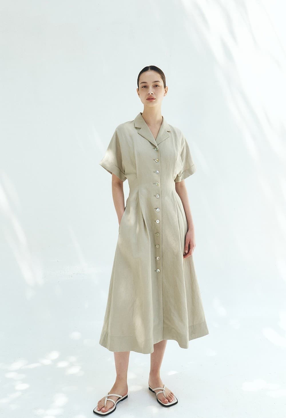 TFR LINEN COLLAR BUTTON DRESS_MINT — vue 9