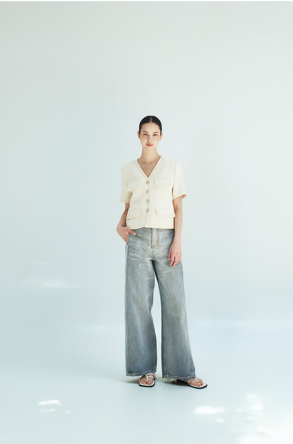 TFR 4 BUTTON TWEED JACKET_IVORY — vue 6