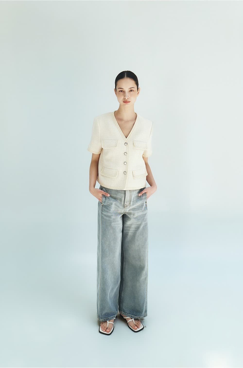 TFR 4 BUTTON TWEED JACKET_IVORY — vue 7