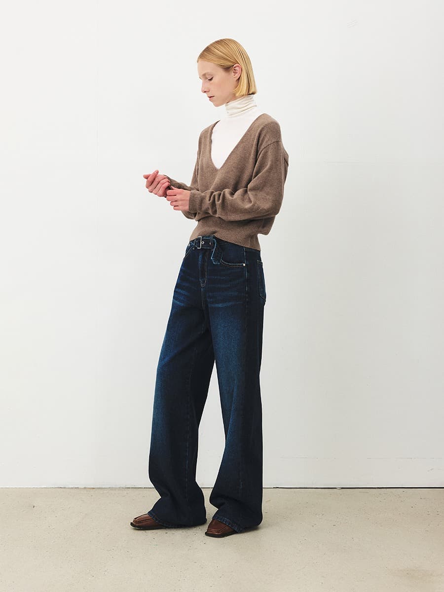 TFF BELTED LOOSE FIT DENIM_DEEP BLUE — vue 2