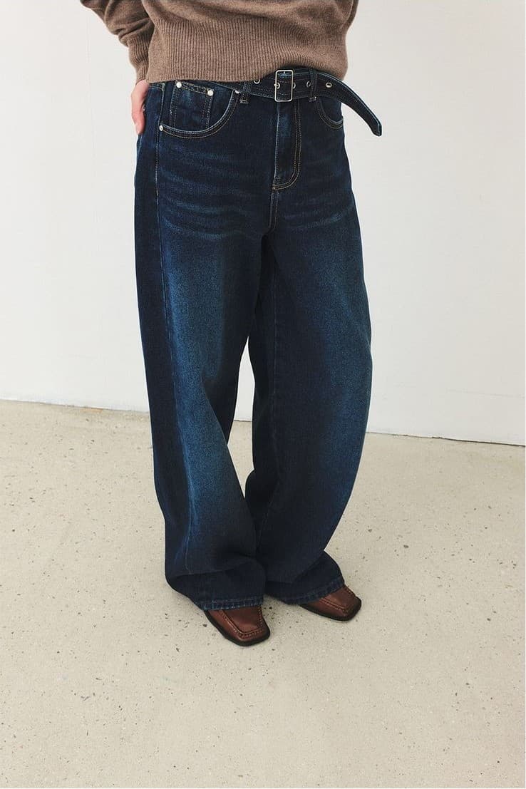 TFF BELTED LOOSE FIT DENIM_DEEP BLUE — vue 9