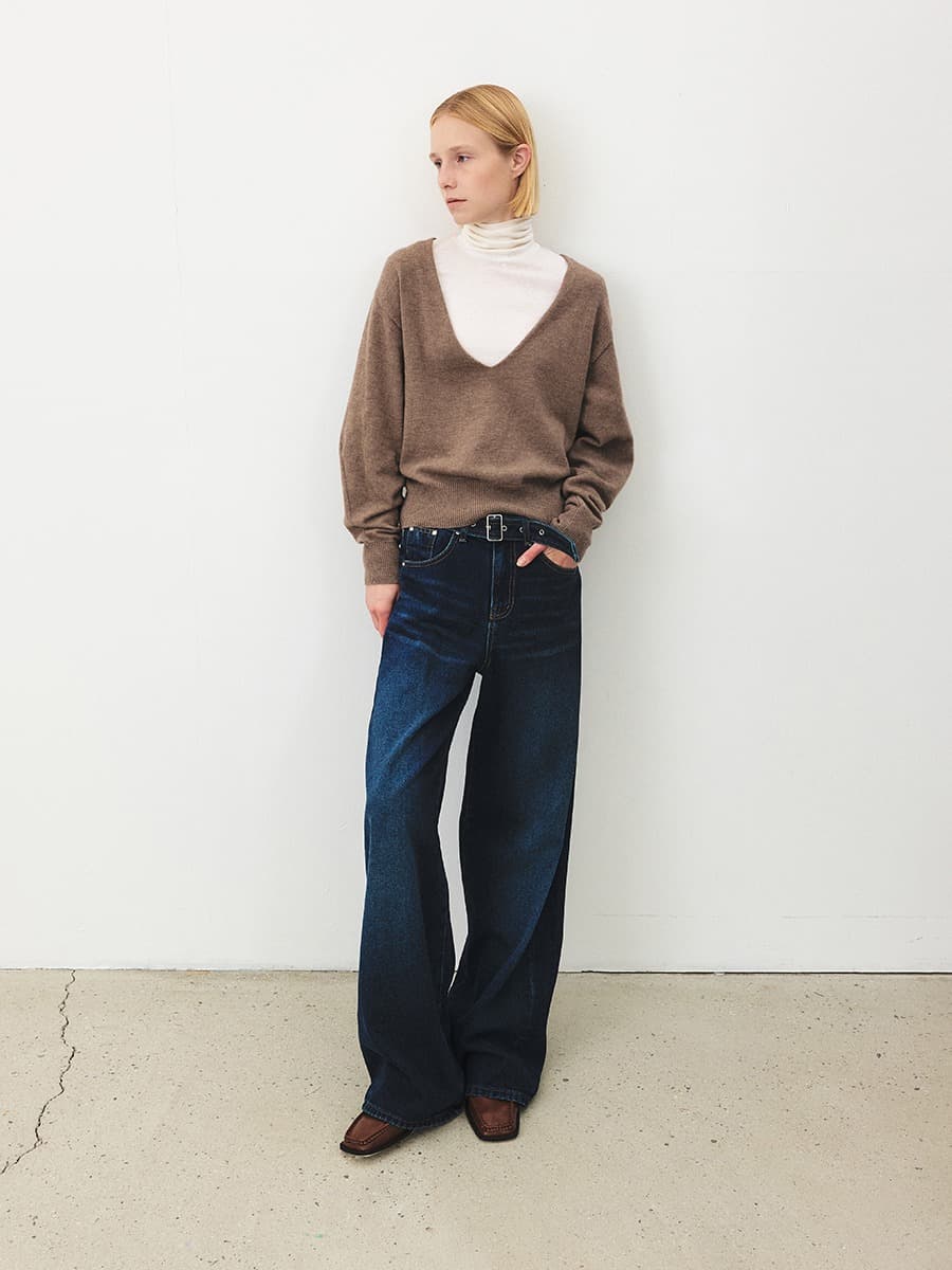 TFF BELTED LOOSE FIT DENIM_DEEP BLUE — vue 1
