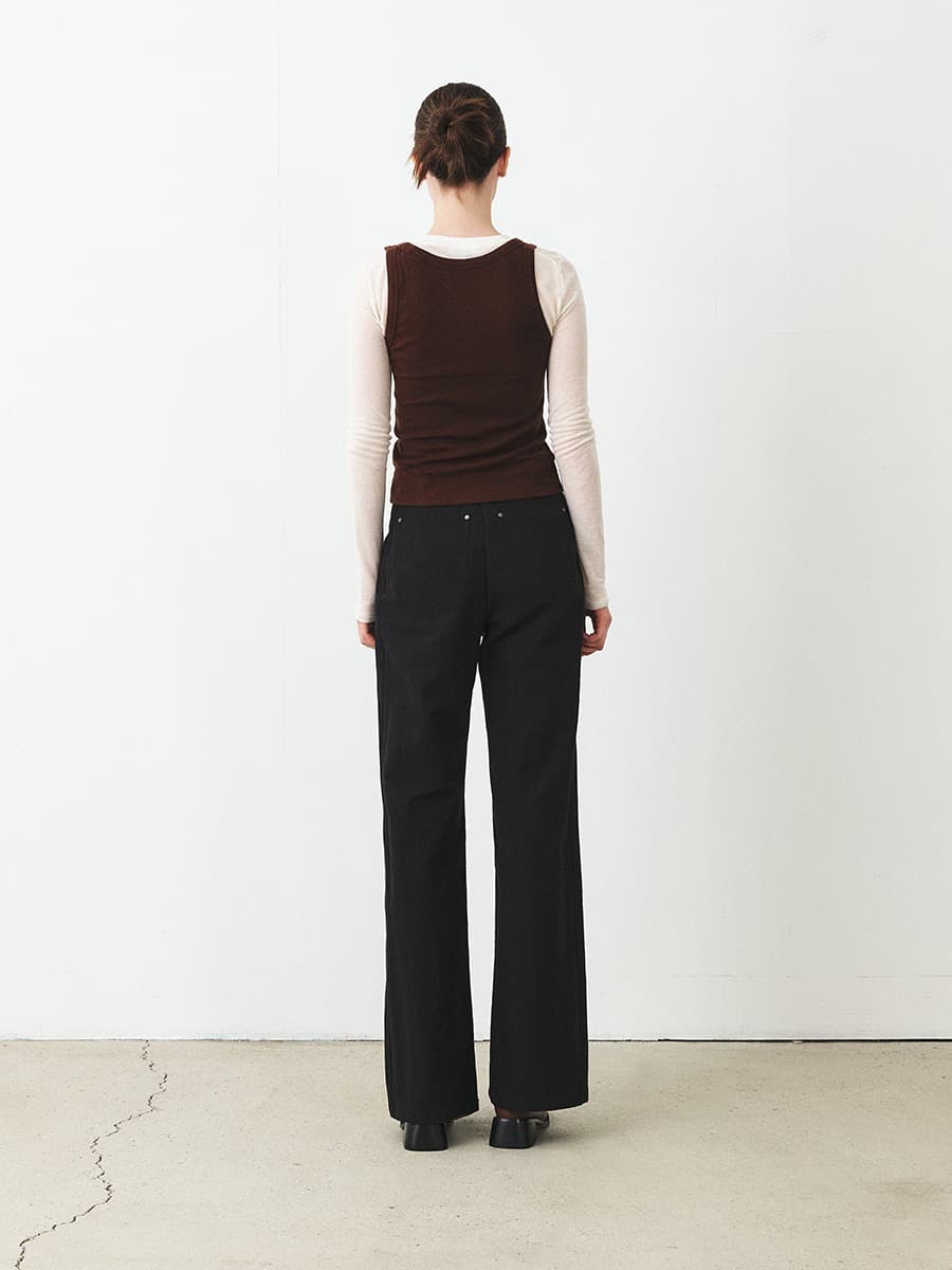 TFF COTTON WIDE FLARE TROUSERS_BLACK — vue 4