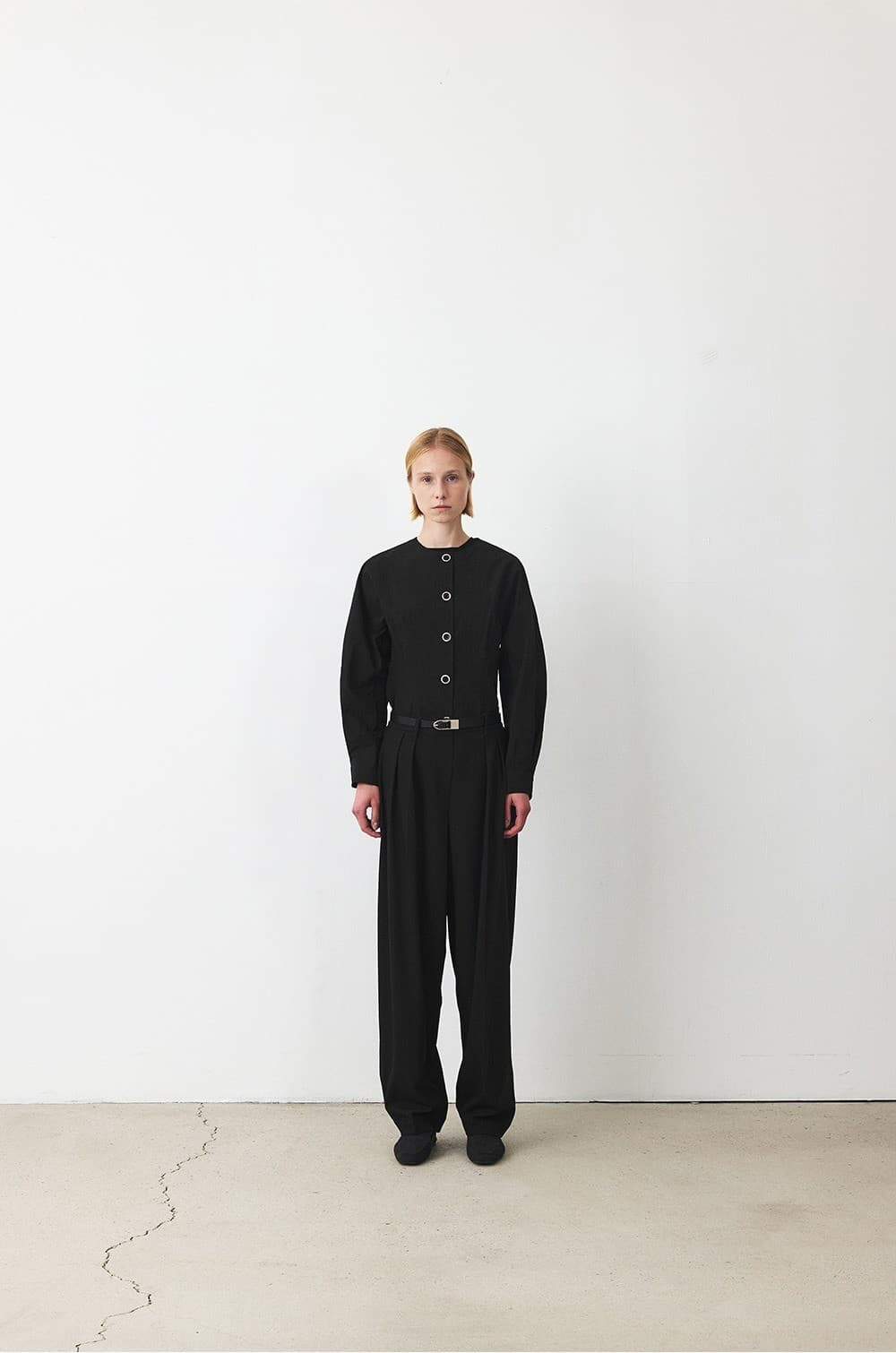 TFF HERRINGBONE BARREL TROUSER_BLACK — vue 4