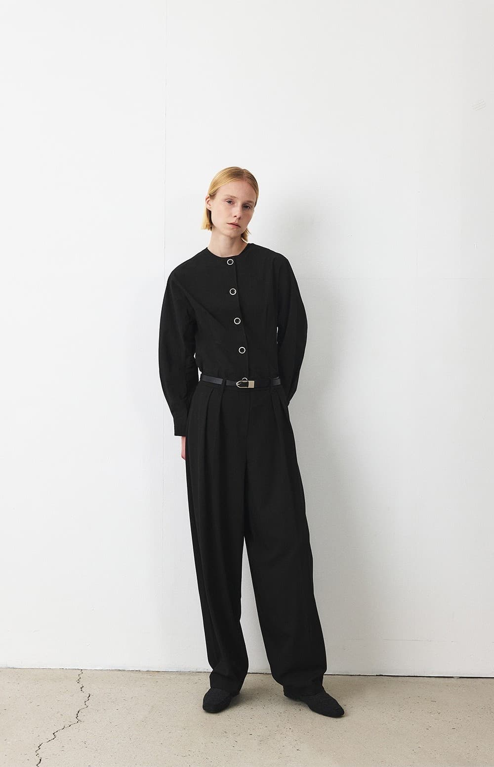 TFF HERRINGBONE BARREL TROUSER_BLACK — vue 5