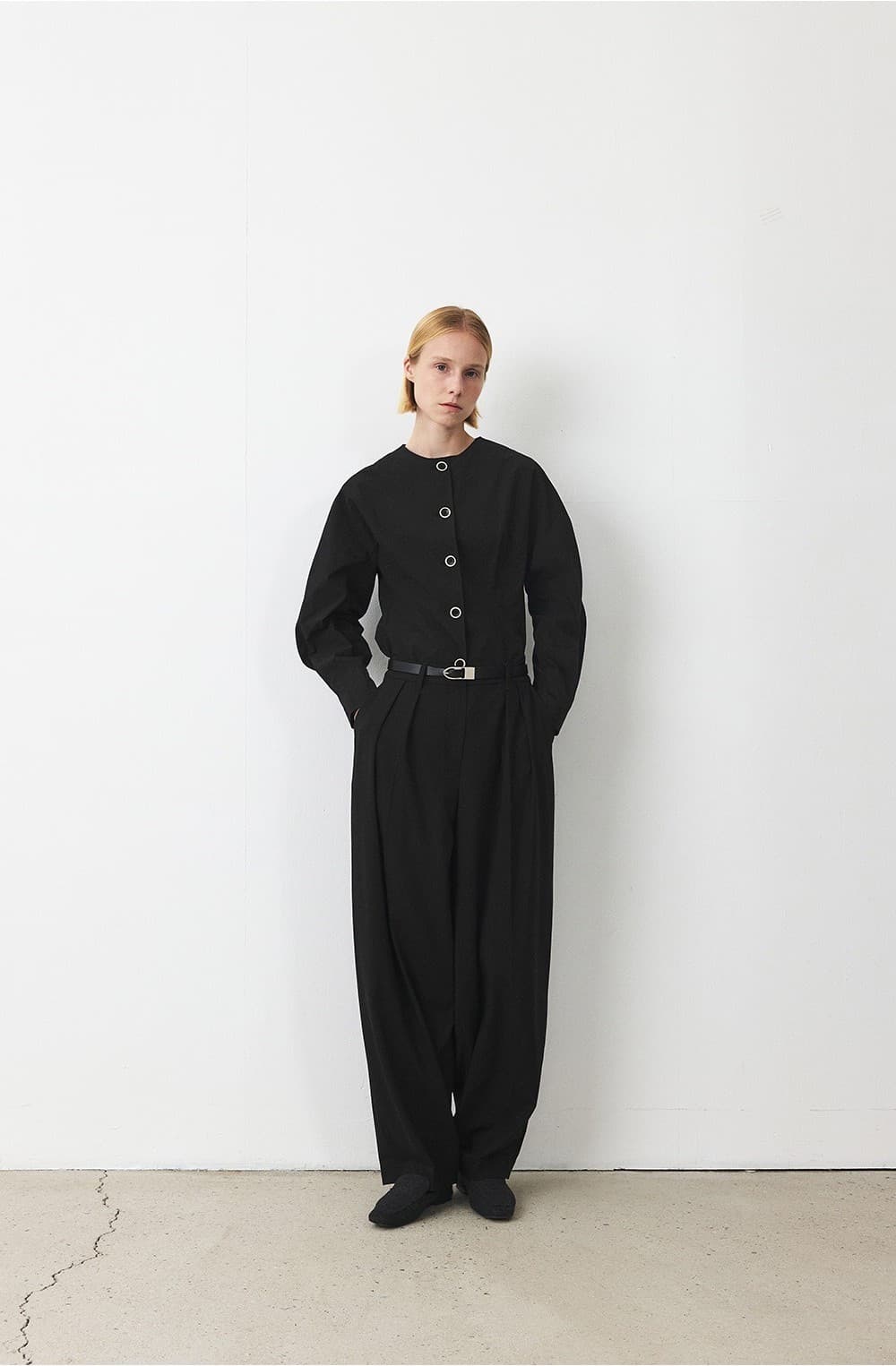TFF HERRINGBONE BARREL TROUSER_BLACK — vue 6
