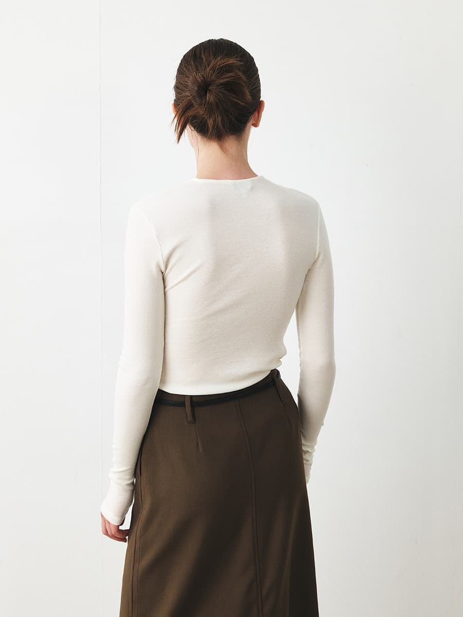 TFF SEMI A-LINE WOOL SKIRT_KHAKI BROWN — vue 3