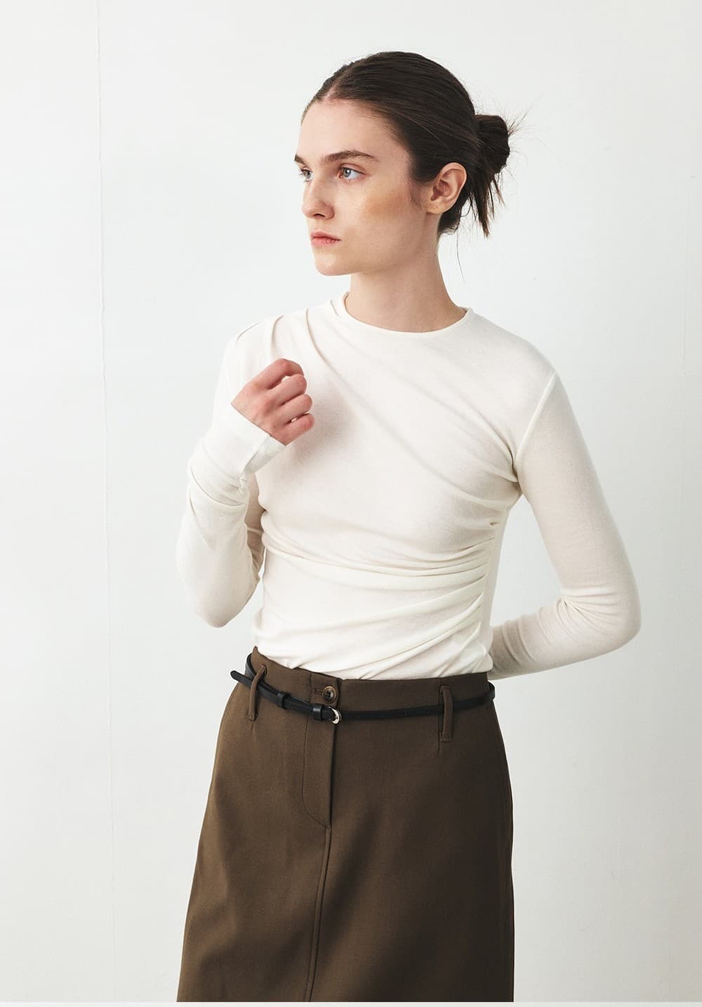 TFF SEMI A-LINE WOOL SKIRT_KHAKI BROWN — vue 11