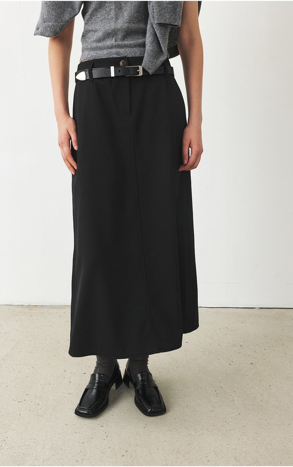 TFF SEMI A-LINE WOOL SKIRT_BLACK — vue 4