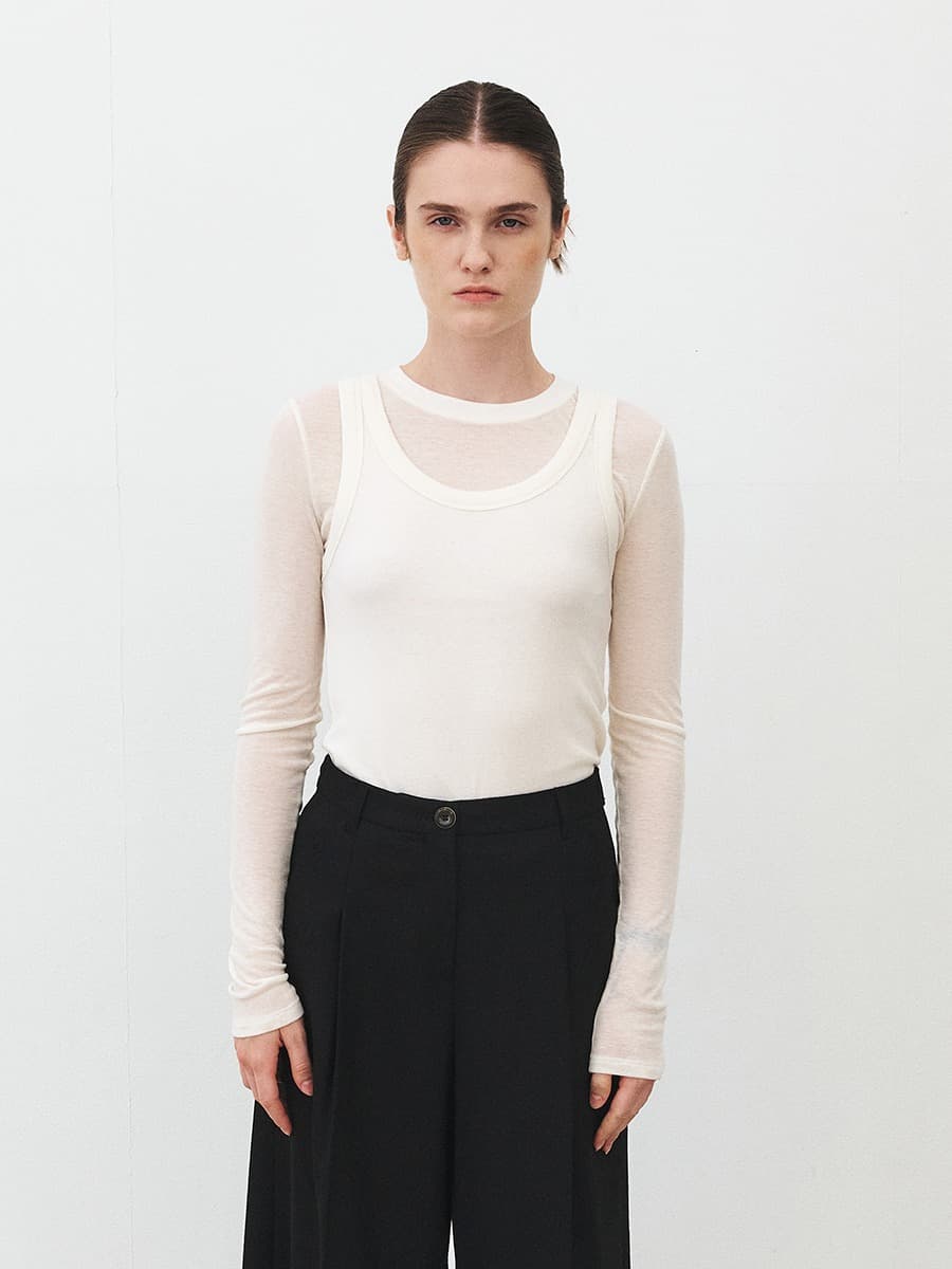 TFF SLEEVELESS LAYERED TOP_IVORY — vue 1