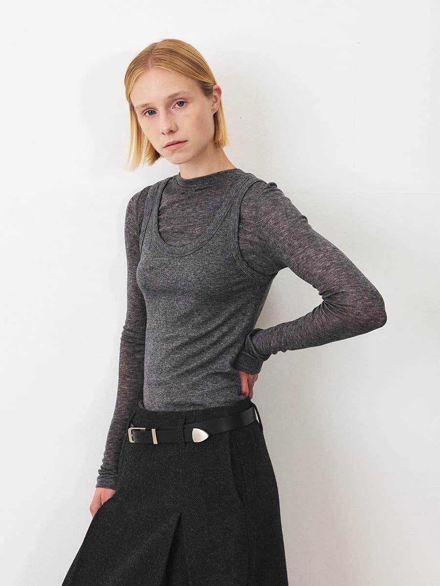 TFF SLEEVELESS LAYERED TOP_CHARCOAL — vue 4