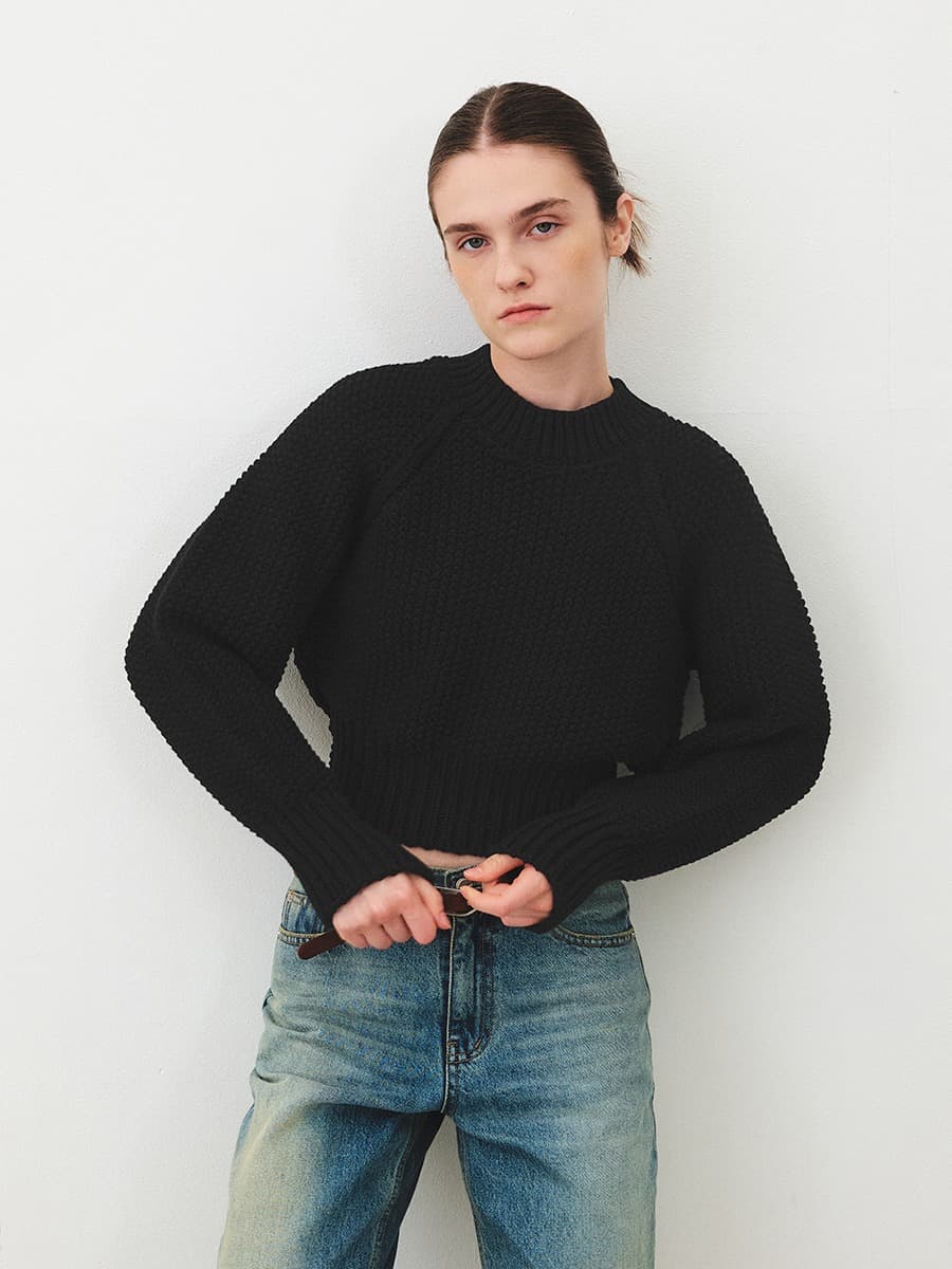 TFF VOLUME HANDMADE KNIT TOP_BLACK — vue 2