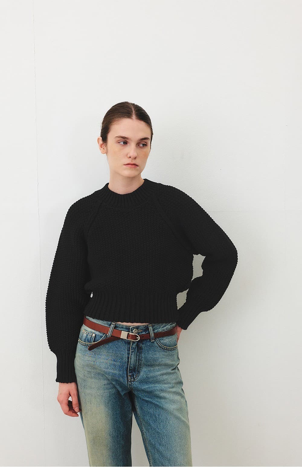 TFF VOLUME HANDMADE KNIT TOP_BLACK — vue 5