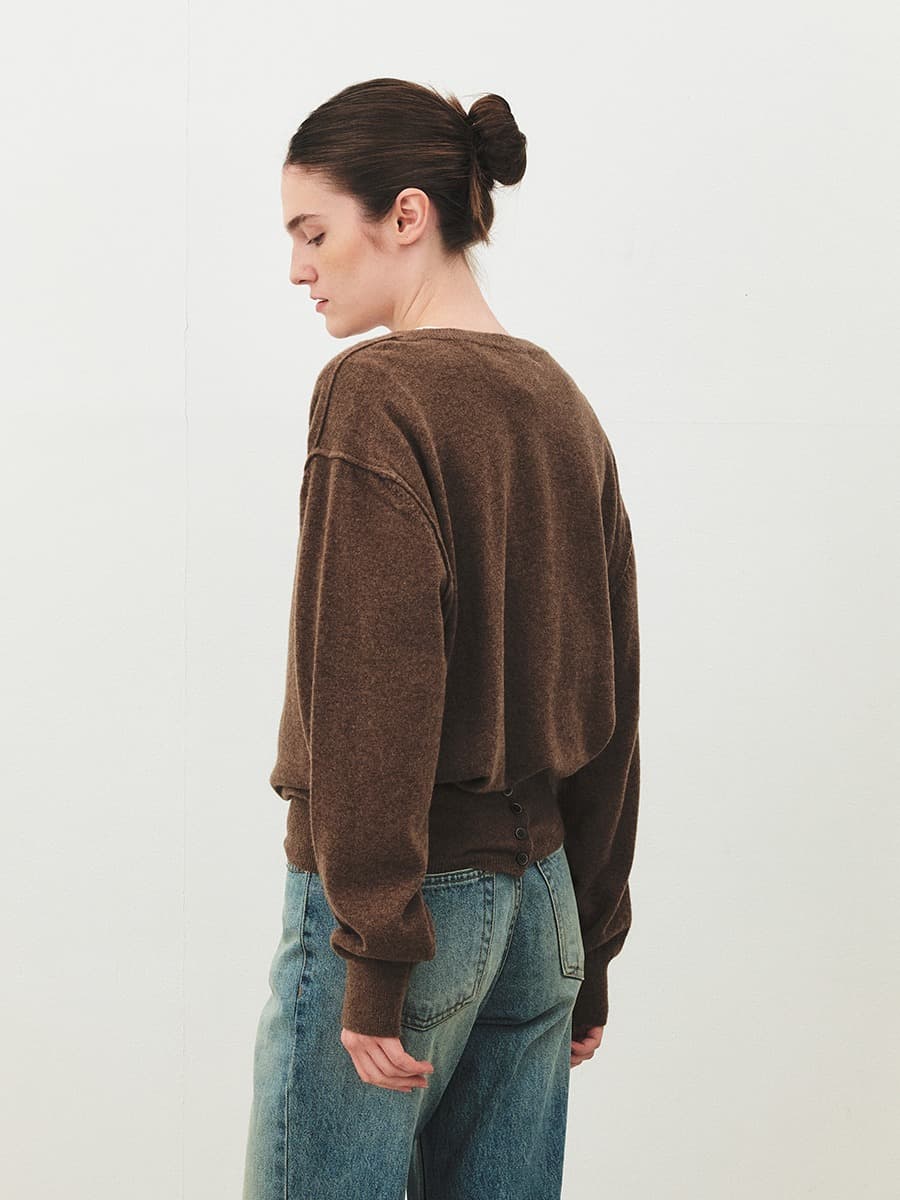 TFF WRAP MERINO WOOL KNIT TOP_BROWN — vue 3
