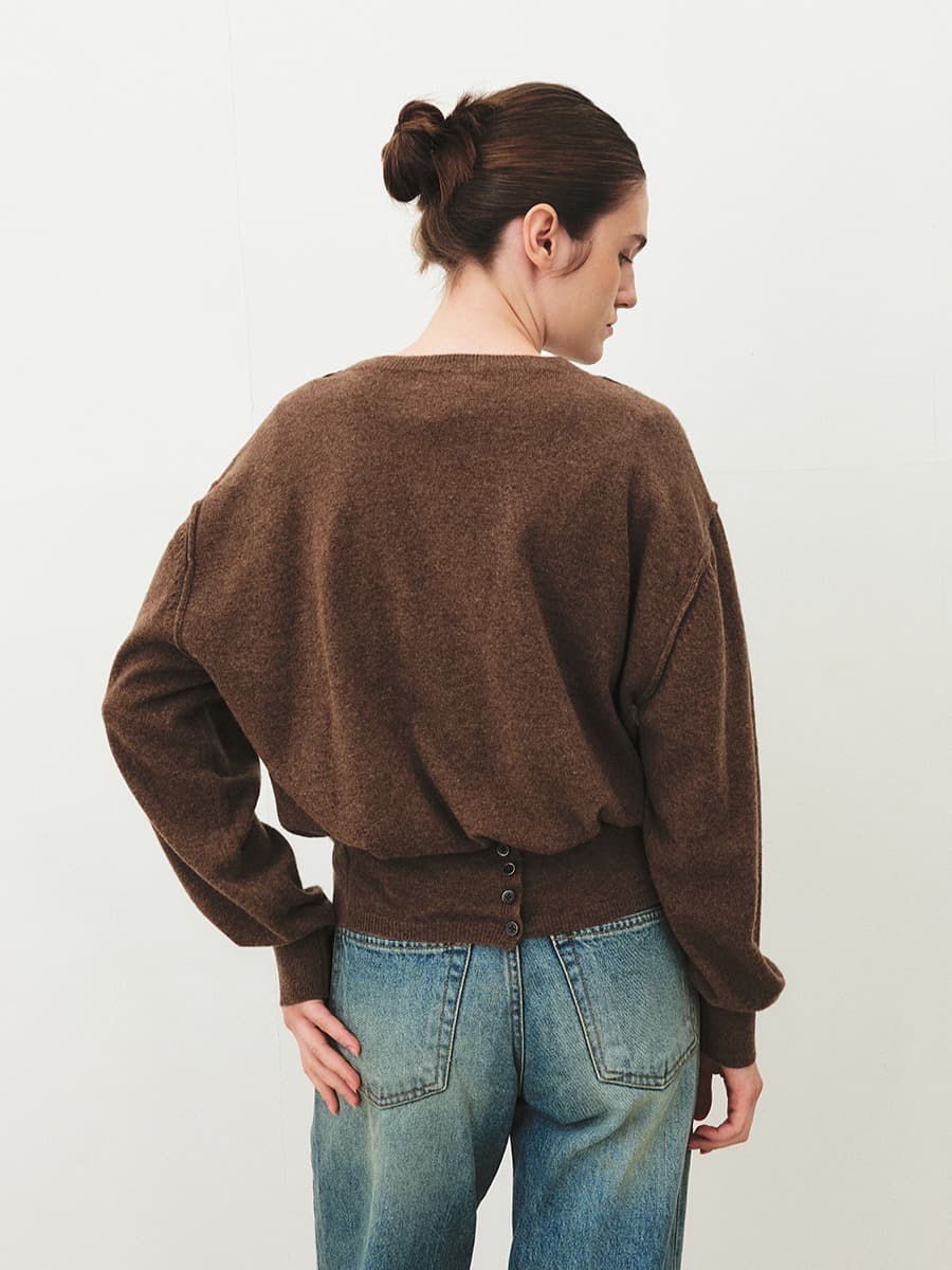 TFF WRAP MERINO WOOL KNIT TOP_BROWN — vue 4