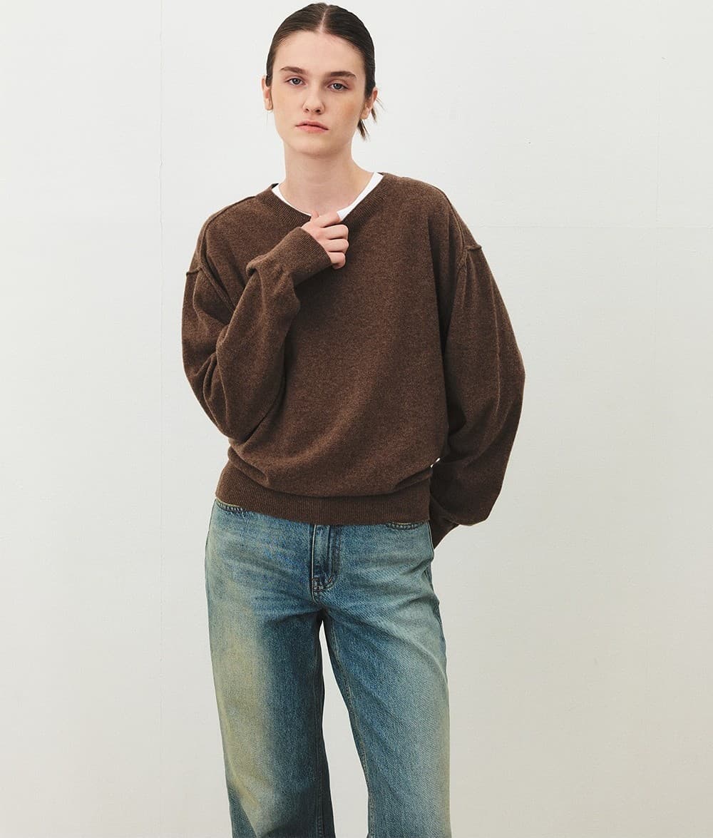 TFF WRAP MERINO WOOL KNIT TOP_BROWN — vue 5