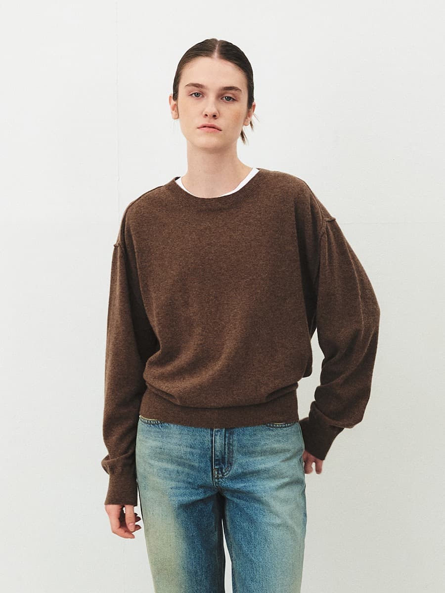TFF WRAP MERINO WOOL KNIT TOP_BROWN — vue 1