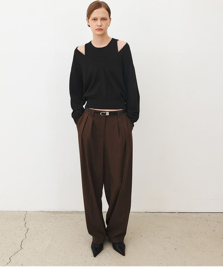 TFF DEEP V-NECK LAYERD KNIT TOP_BLACK — vue 7