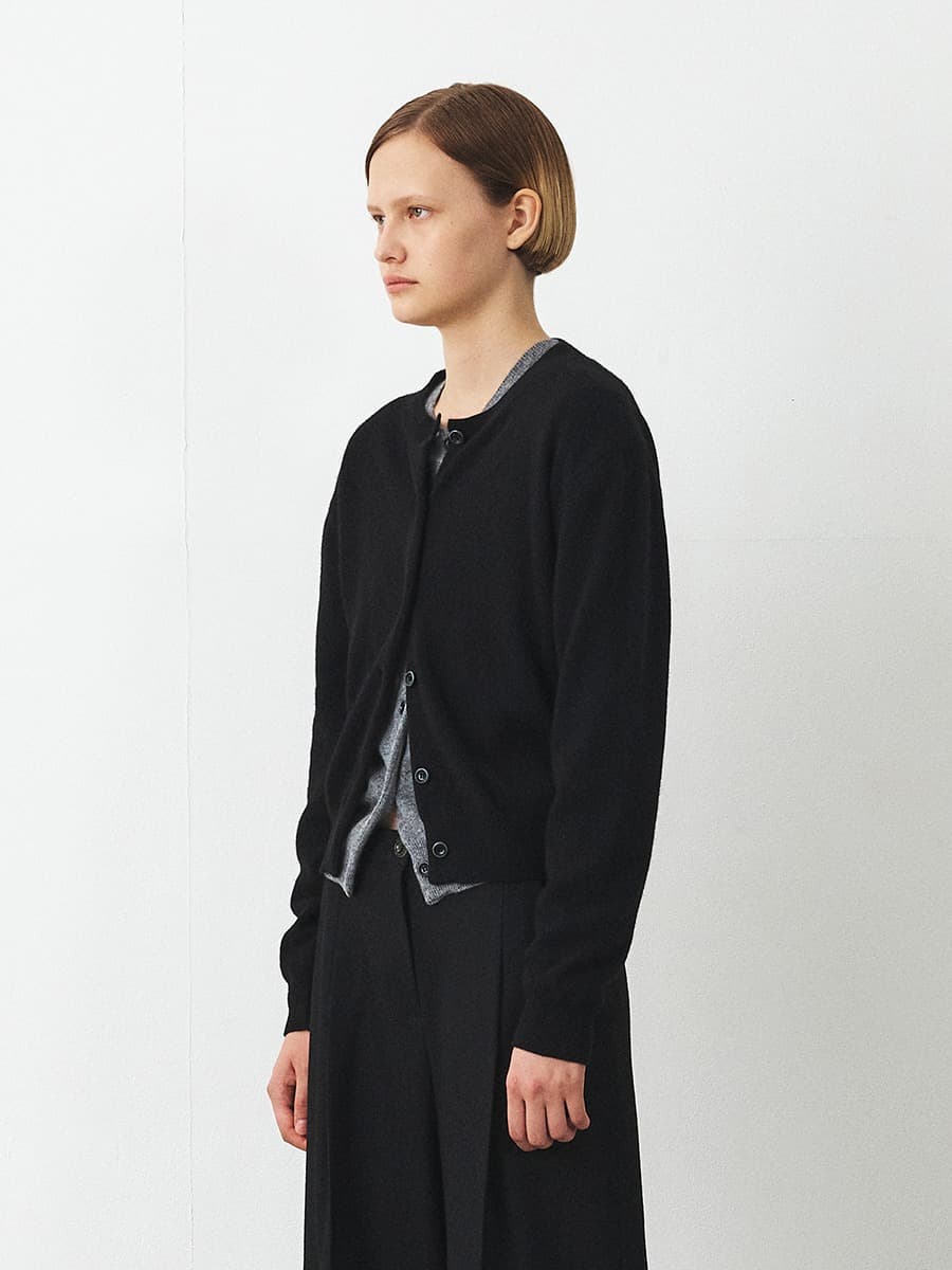 TFF CASHMERE SET-UP KNIT CARDIGAN_BLACK — vue 3