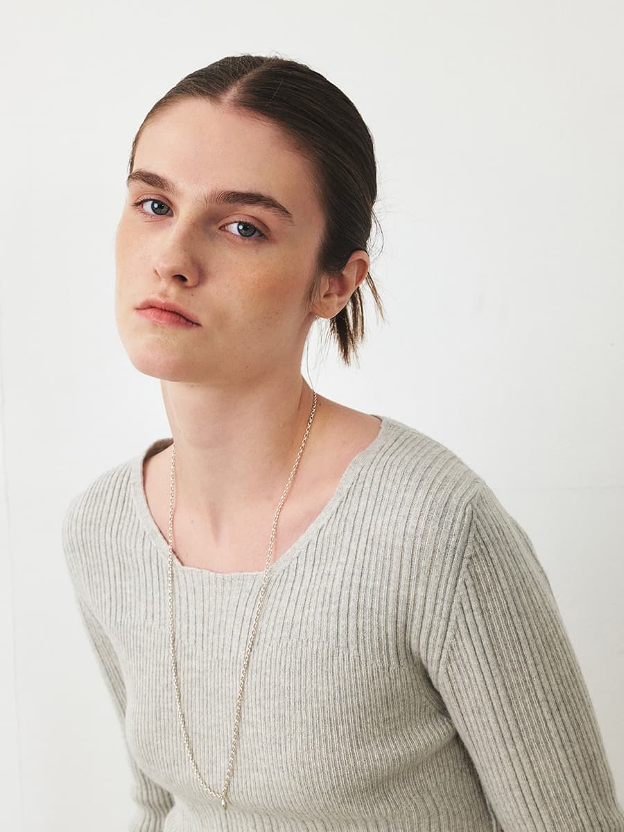 TFF MERINO WOOL ROUND KNIT TOP_L-GREY — vue 2