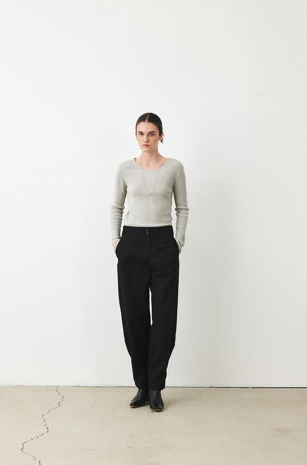 TFF MERINO WOOL ROUND KNIT TOP_L-GREY — vue 7
