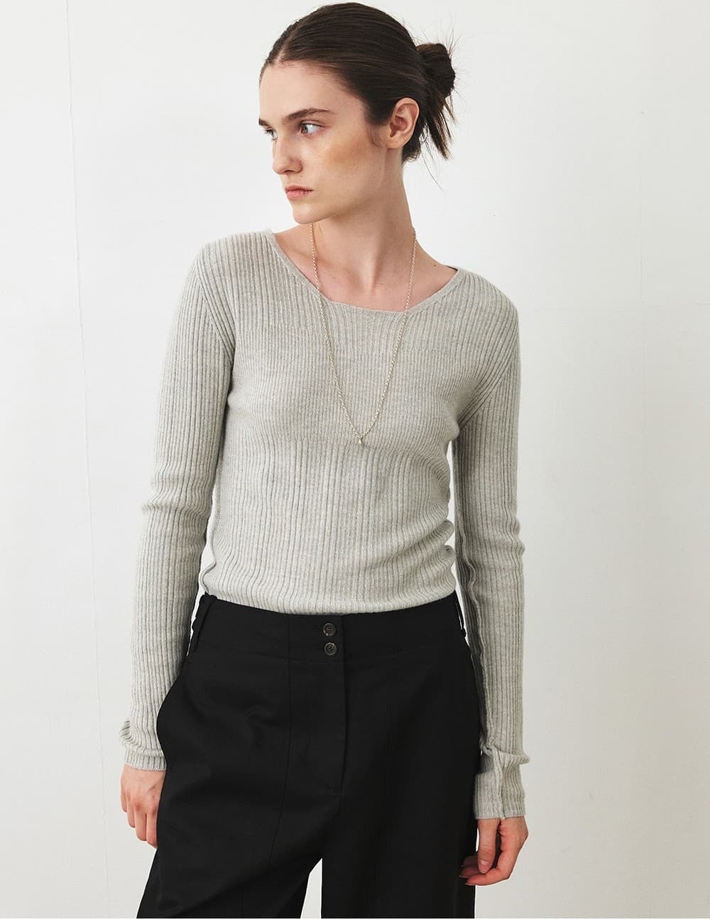 TFF MERINO WOOL ROUND KNIT TOP_L-GREY — vue 8