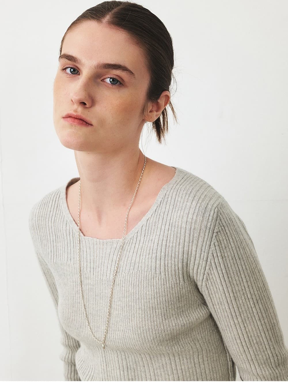 TFF MERINO WOOL ROUND KNIT TOP_L-GREY — vue 9