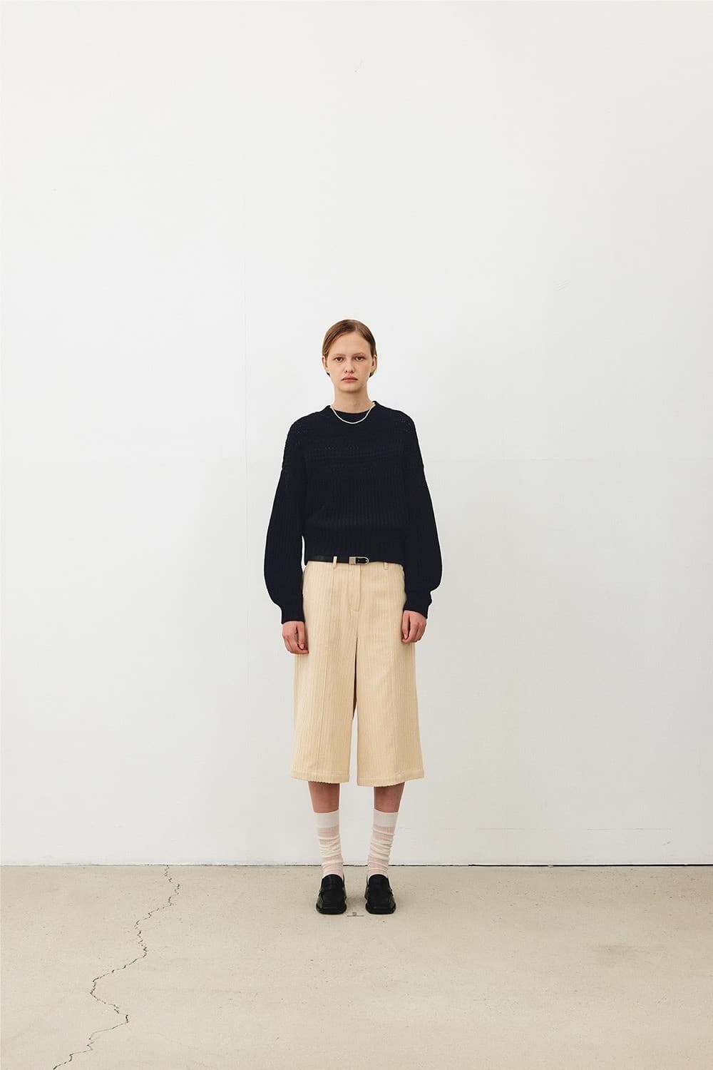 TFF CROCHET ROUND KNIT TOP_MUILT NAVY — vue 5