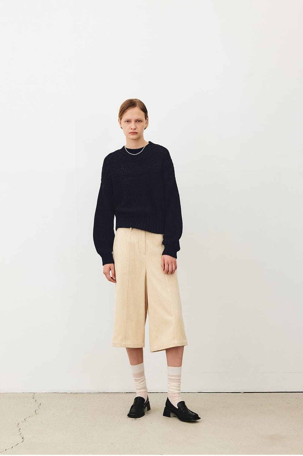 TFF CROCHET ROUND KNIT TOP_MUILT NAVY — vue 6