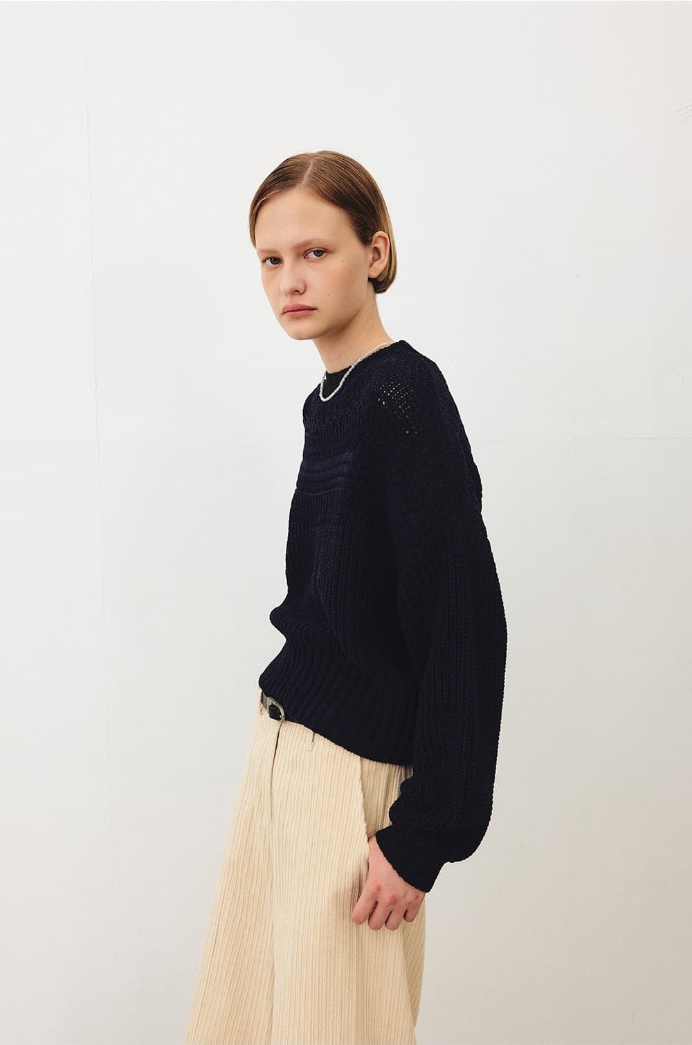 TFF CROCHET ROUND KNIT TOP_MUILT NAVY — vue 11