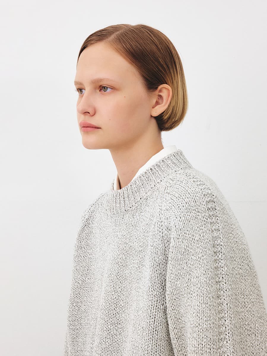 TFF BALLOON ROUND KNIT TOP_ MULTI GREY — vue 3