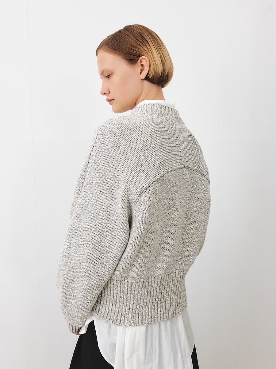 TFF BALLOON ROUND KNIT TOP_ MULTI GREY — vue 4