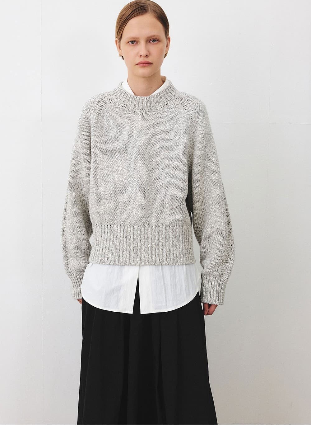 TFF BALLOON ROUND KNIT TOP_ MULTI GREY — vue 5