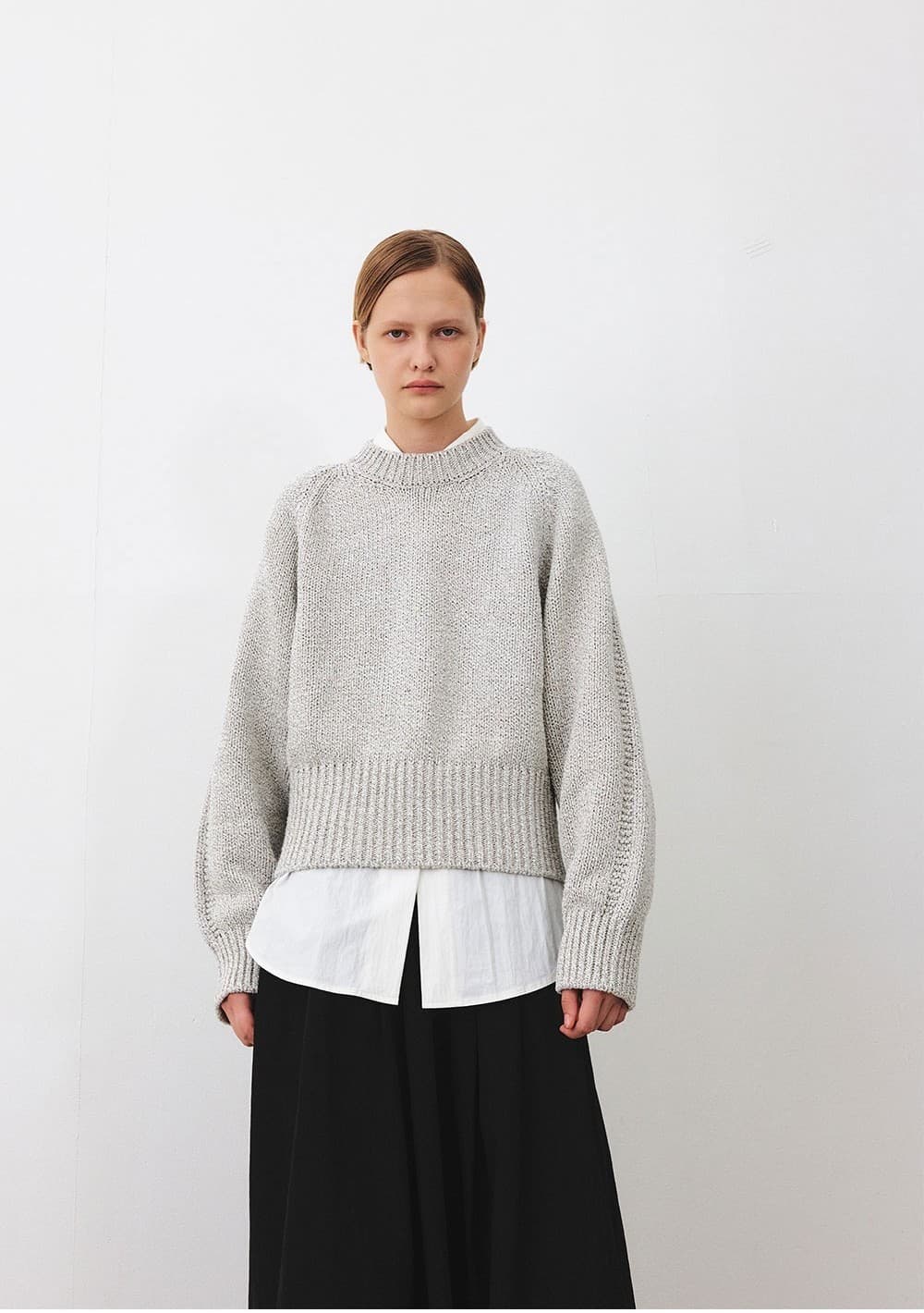 TFF BALLOON ROUND KNIT TOP_ MULTI GREY — vue 6