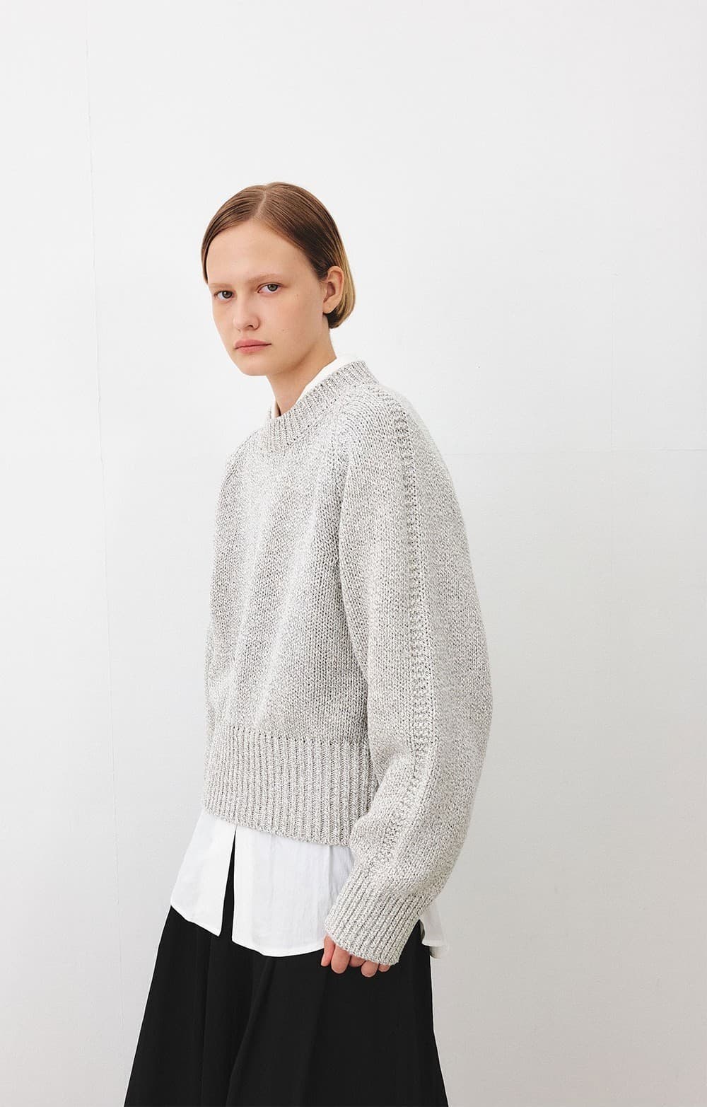 TFF BALLOON ROUND KNIT TOP_ MULTI GREY — vue 10