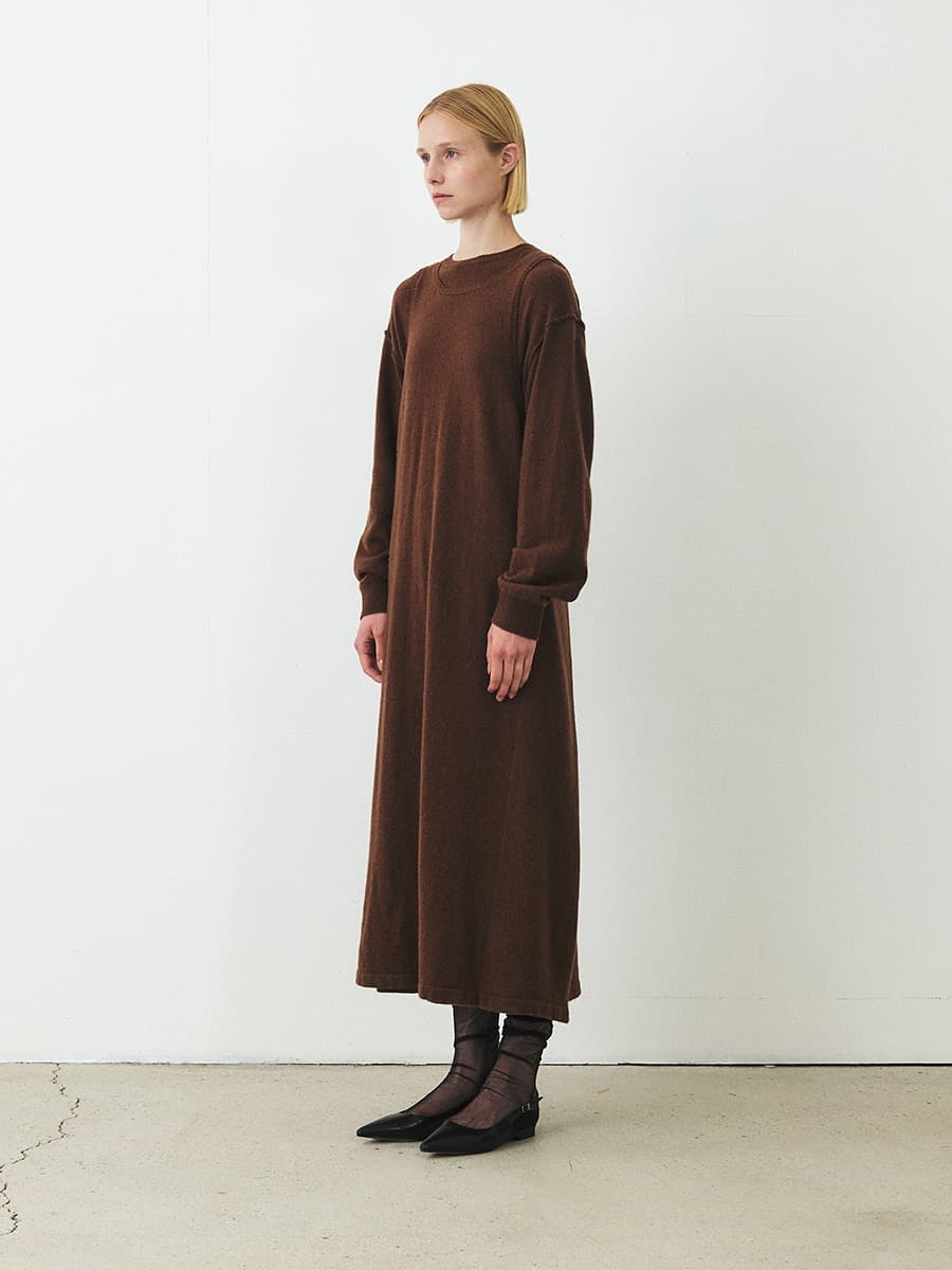 TFF CASHMERE LAYERD KNIT DRESS_BROWN — vue 2