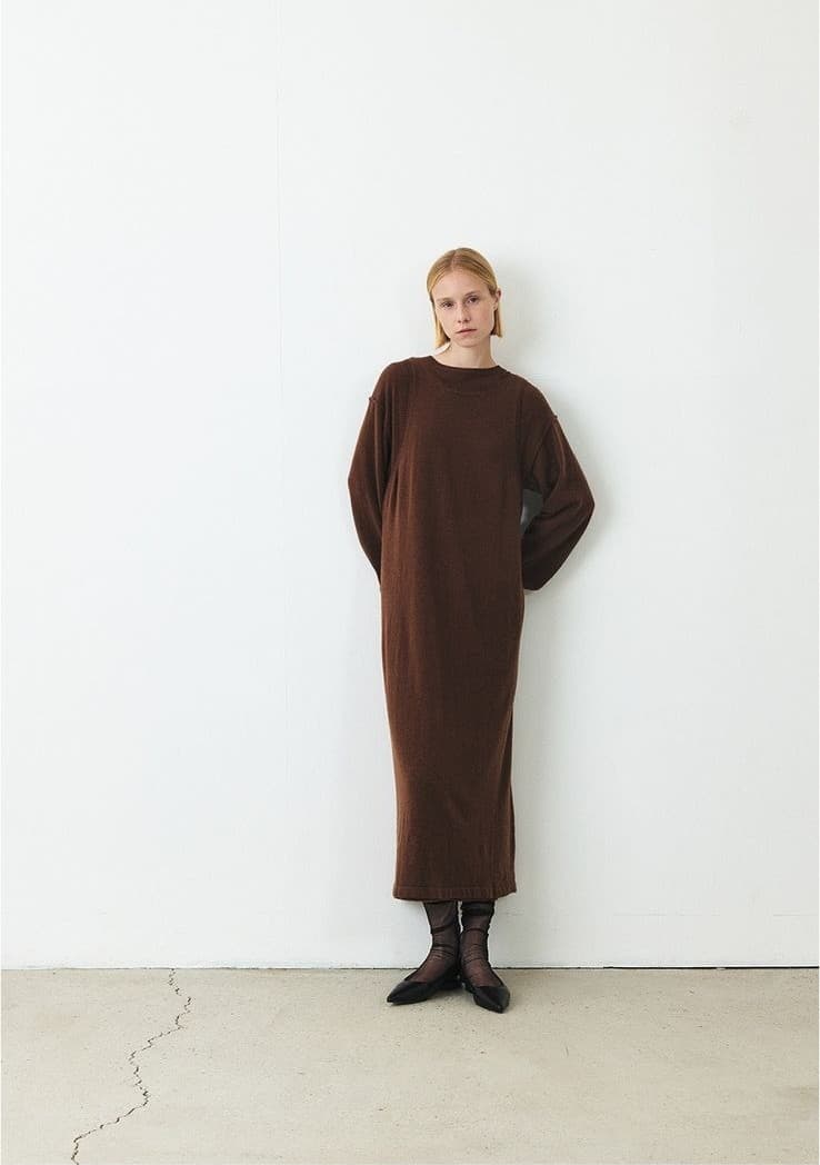 TFF CASHMERE LAYERD KNIT DRESS_BROWN — vue 5