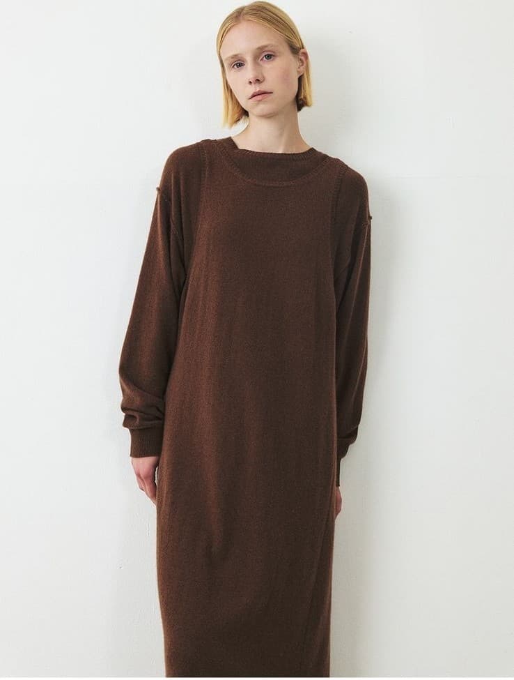 TFF CASHMERE LAYERD KNIT DRESS_BROWN — vue 7