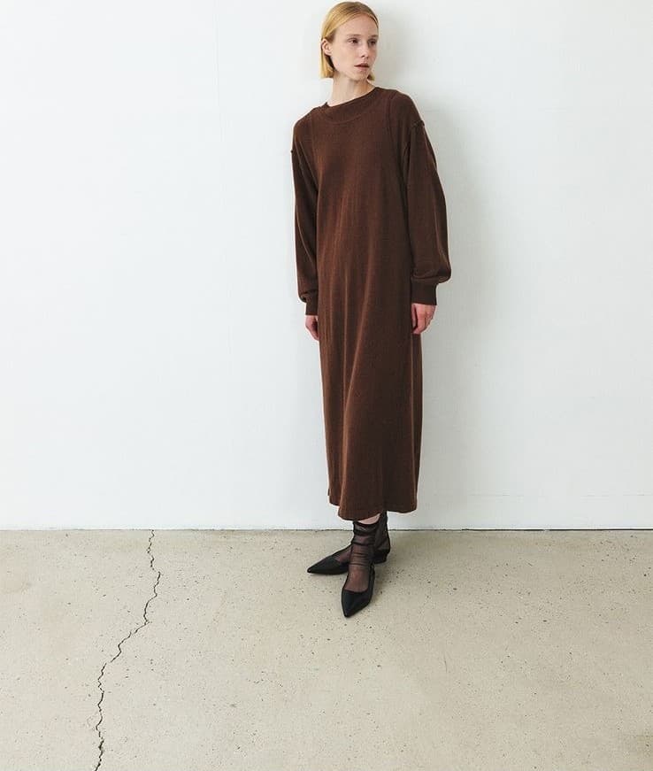 TFF CASHMERE LAYERD KNIT DRESS_BROWN — vue 8