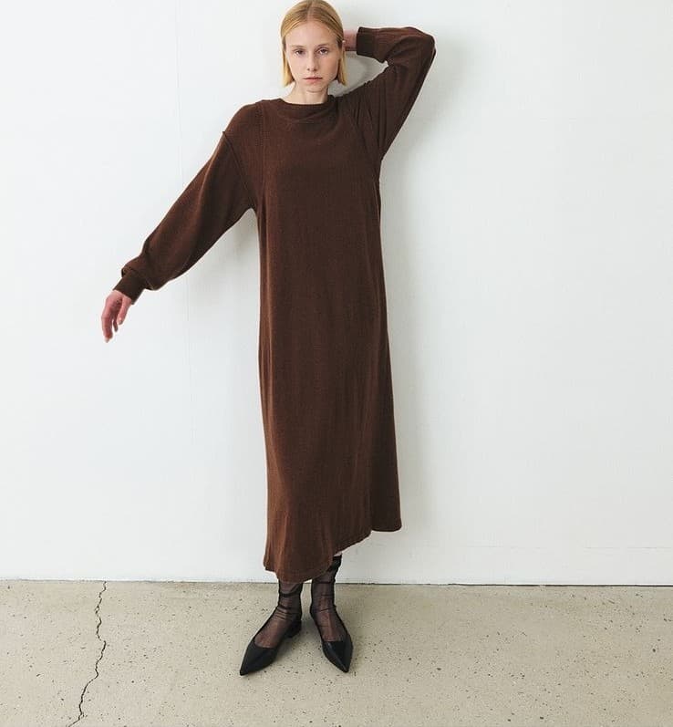 TFF CASHMERE LAYERD KNIT DRESS_BROWN — vue 10